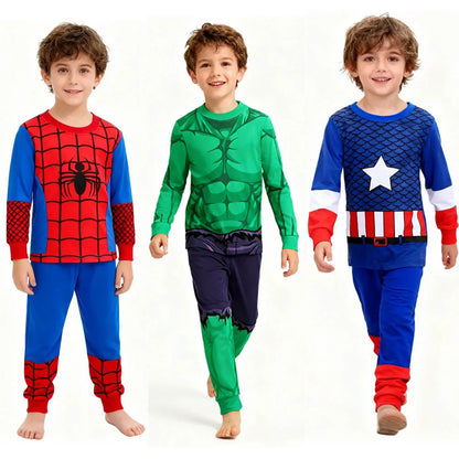 100 Cotton Boys Pajamas Super Hero Kids Pyjamas Children Sleepwear Toddler Baby Nightwear Pijamas Homewear