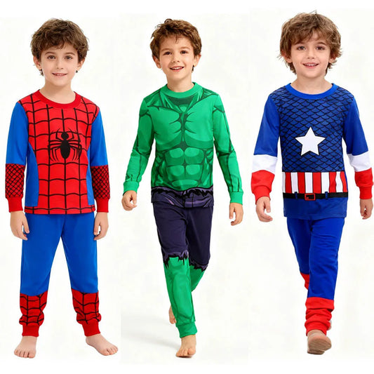 100 Cotton Boys Pajamas Super Hero Kids Pyjamas Children Sleepwear Toddler Baby Nightwear Pijamas Homewear
