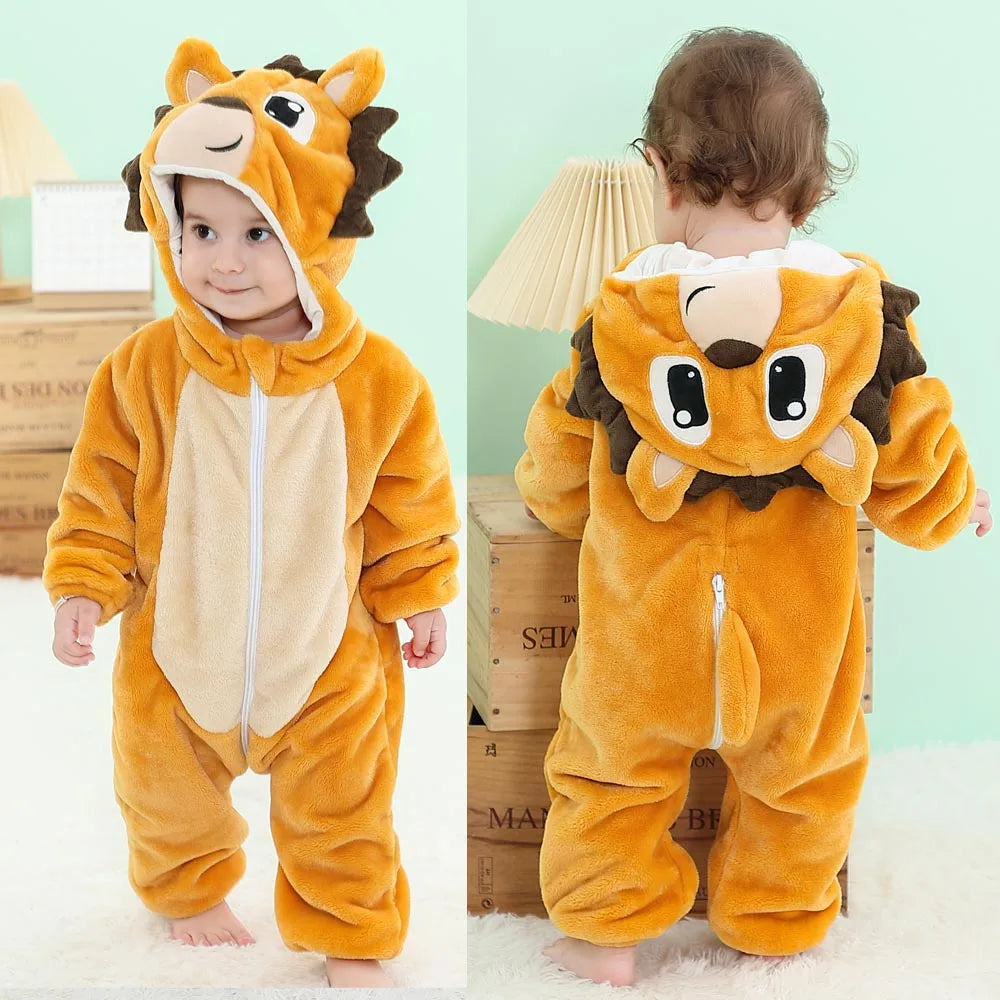 Toddler Boys Girls Kigurumi Pajamas 0-4 Years Children Sleepwear Winter Baby Rompers Infant Flannel Warm Clothes Animal Onesies