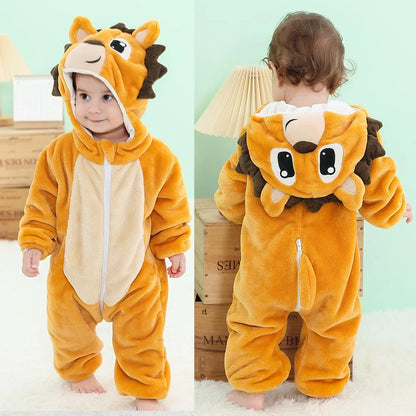 Toddler Boys Girls Kigurumi Pajamas 0-4 Years Children Sleepwear Winter Baby Rompers Infant Flannel Warm Clothes Animal Onesies