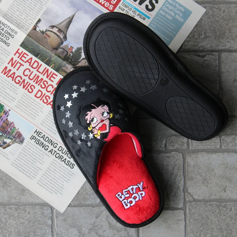 Kawaii Betty Boop Slippers Anime Plush Slipper Cute Cartoon Comfy Warm Home Shoes Anti Skid Soft Outdoor Sole Slippers Girl Gift