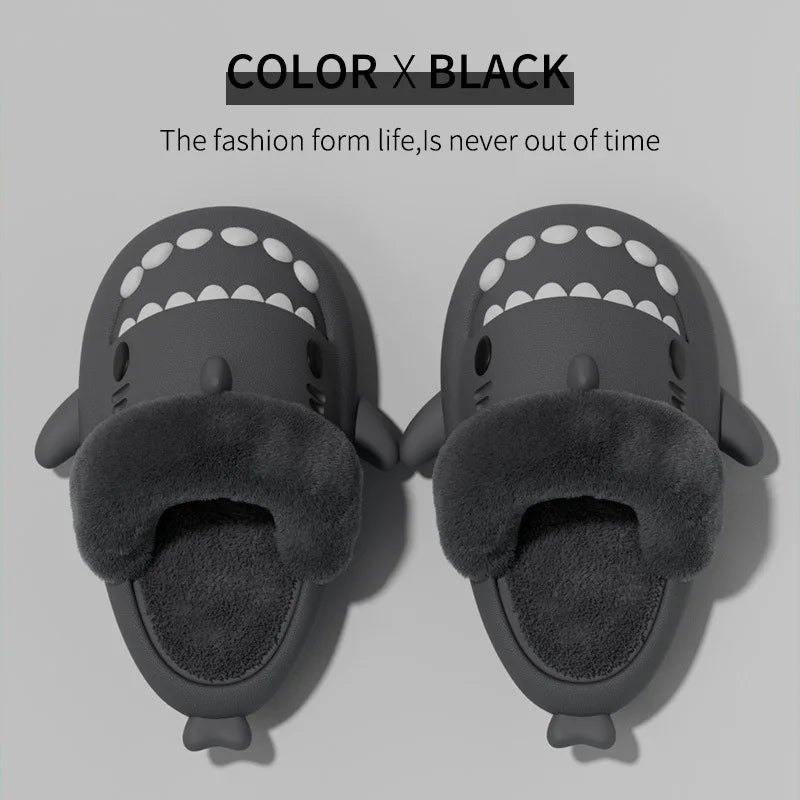 New Waterproof Plush Boys Girls Shoes Toddler Baby Winter Kids Slippers Shark Slides Indoor Winter Men's Shark Cotton Slipper