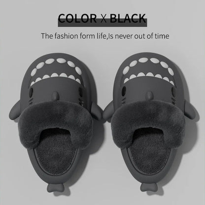 New Waterproof Plush Boys Girls Shoes Toddler Baby Winter Kids Slippers Shark Slides Indoor Winter Men's Shark Cotton Slipper