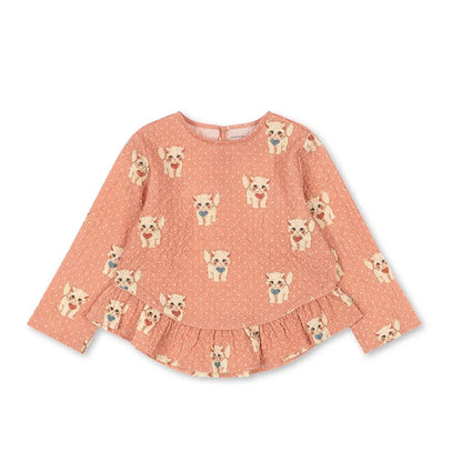 Verão 2026 Meninas KS Vestido Estampado de Bolinhas Roupa de Férias Menina Camisolas de Manga Comprida Calças Estilo Preppy Infantil Vestidos Conjunto de Roupa para Crianças
