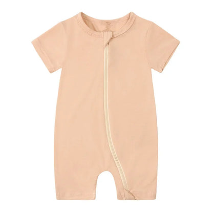 2026 Summer Baby Bamboo Fiber Jumpsuit Short Sleeve Breathable Pajama Baby Girls Boys Sleepwear Newborns Bodysuit