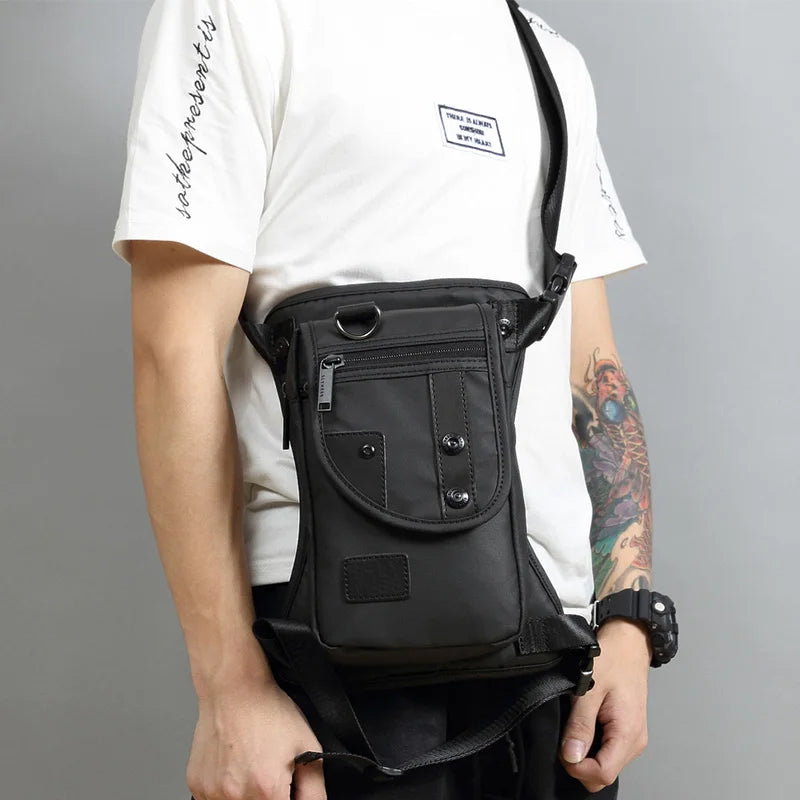 Bolsa de Cintura Masculina para Perna de Motociclista em Nylon/Lona Militar/Assalto Bolsa de Perna de Anca Masculina Transversal com Cinto