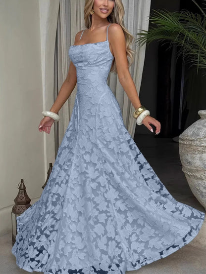 Vestido Maxi Bordado Floral 2026 para Mulher Vestidos de Festa de Verão Vestidos de Formatura Vestidos de Alças sem Costas Estilo Francês Vestido de Noite
