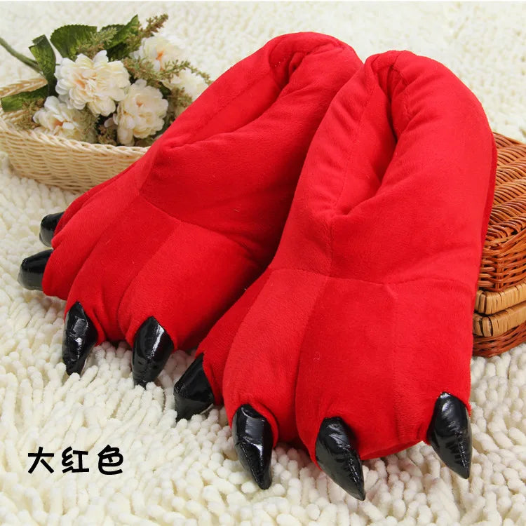 Winter Warm Soft Indoor Floor Slipper Women Men Shoes Paw Funny Animal Christmas Monster Claw Plush Home Onesie Shoes for Couple