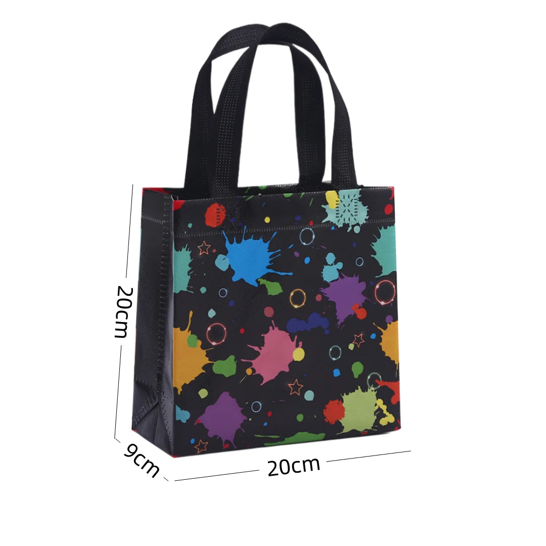 4/10/20 Pieces Colorful  Non-woven Printed Hand-Held Gift Bags Festive Party Packaging Bags Shopping Bags
