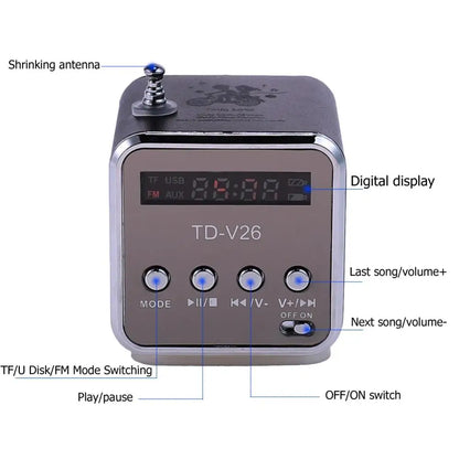 Mini Radio FM Bluetooth Speaker Portable Small Wireless Music Sound Box Bocina MP3 Player Coluna Column Bluetooth Caixa De Som