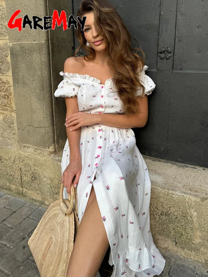 Elegante Vestido de Verão para Mulher em Algodão 100% Vintage Leve Midi Vestidos Muçulmanos Bonitos Longo Casual Vestido Branco para Mulher 2026