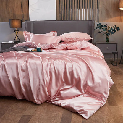Duvet Cover Set Bed 120/150/180/200 Tencel Silk Bedding Set Black Green White Summer Sheet Luxury Stretch Fitted Sheet 180x200