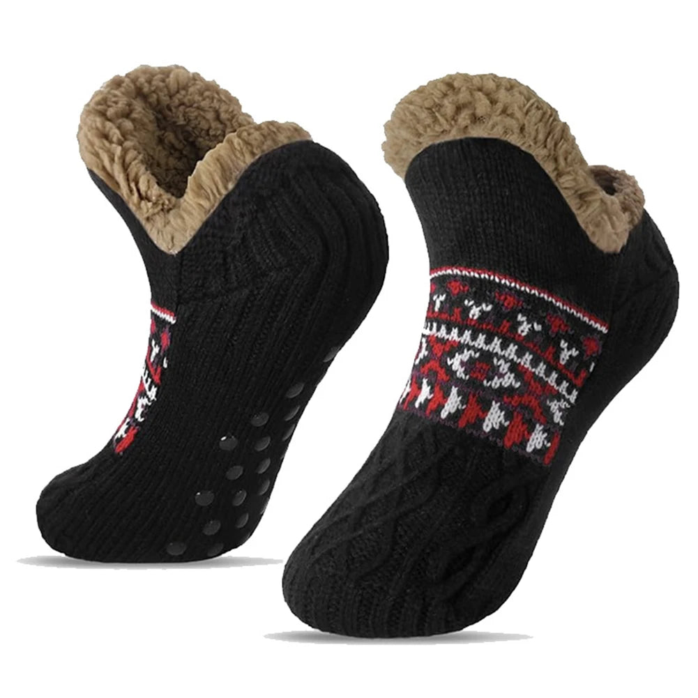 Men Women Winter Indoor Home Slippers Socks Non Slip Thick Thermal Socks Warm Thermal Slipper Socks Soft for Christmas