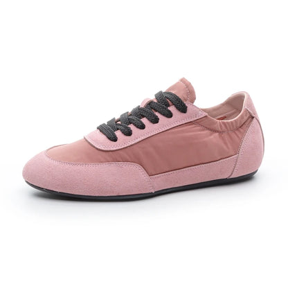 Unique Patchwork Design Sneakers Women Fashion Suede Round Toe Lace Up Derby Shoes Light Soft Sole Casual Shoes Tenis De Mujer