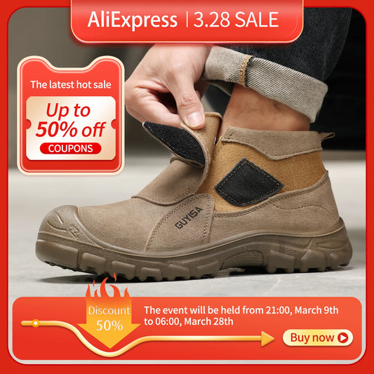 Work shoes for men, anti-shatter, anti-stab, anti-scald, durable sole, all-season model