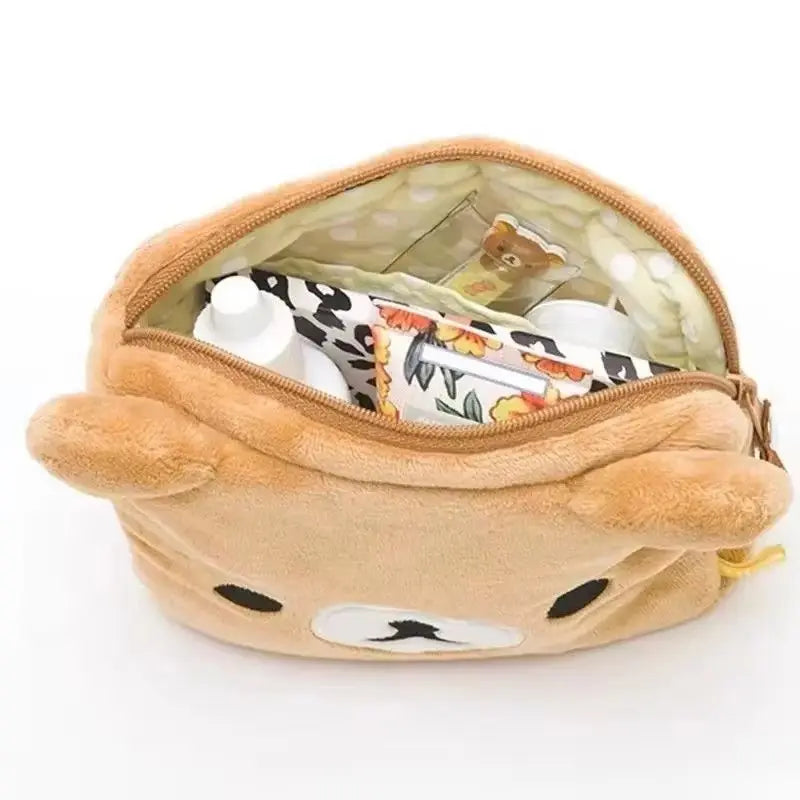 Rilakkuma Cute Makeup Organizer Storage Bag Cartoon Bear Plush Kawaii Cosmetic Cosmetic Bags Vanity Beauty Case Cute Pencil Case