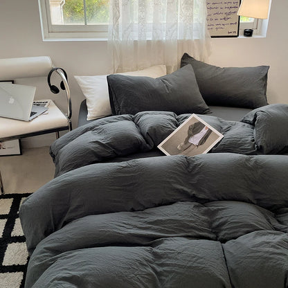 Fashion Dark Gray Duvet Cover Sets Brushed Quilt Covers Single Double Queen Bedding Sets Pillowcase Boys Solid Comforter Cover