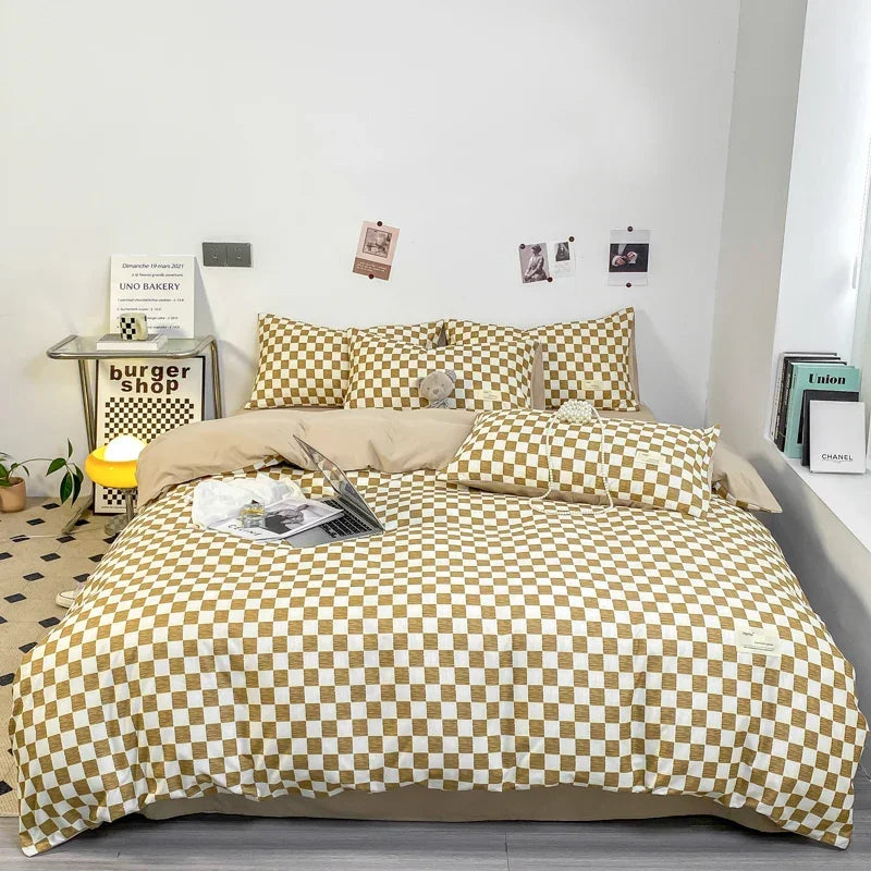Black and White Plaid Duvet Cover Set Full, Geometric Grid Bedding Set Soft Lattice Checkerd Comforter Cover with 2 Pillowcases