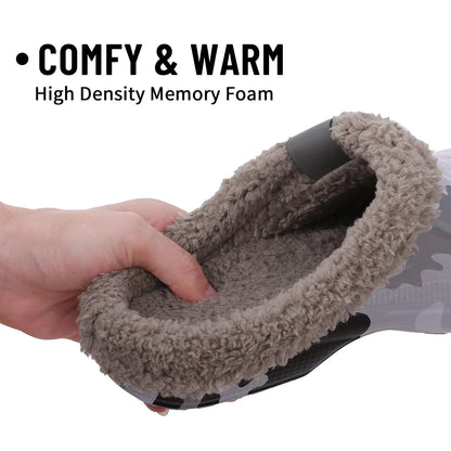 CRACOMIN Tamancos Forrados a Pelo Mulher Homem Sapatos de Jardim Impermeáveis Chinelos Felpudos de Inverno Sapatos de Quarto de Pelúcia Tamancos de Pelo Modernos para Exterior
