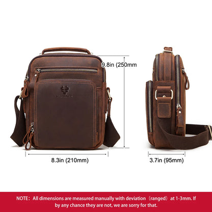 HUMERPAUL Mala de Homem em Couro Genuíno Vintage, Bolsas de Tiracolo, Grande Capacidade, Bolsa de Mensageiro Masculina, Mala de Viagem Bolso Hombres