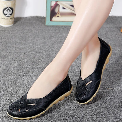 Sapatos Rasos para Mulher 2023 Novos Sapatos de Couro Respiráveis para Mulher Mocassins Sapatos Rasos de Couro Macio Sapatos Casuais Femininos Zapatos Para Mujeres