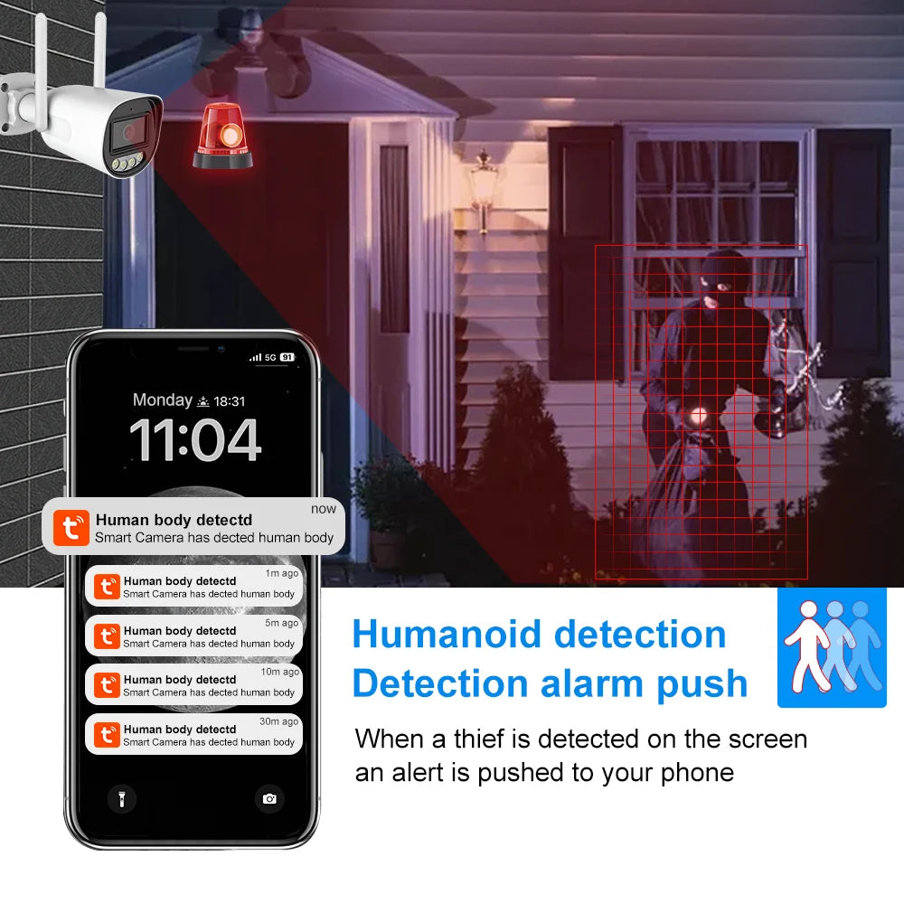 Tuya Câmara IP 5MP HD WiFi Segurança Doméstica Vigilância Sem Fios Exterior Impermeável Vídeo HD Visão Noturna CCTV Bullet