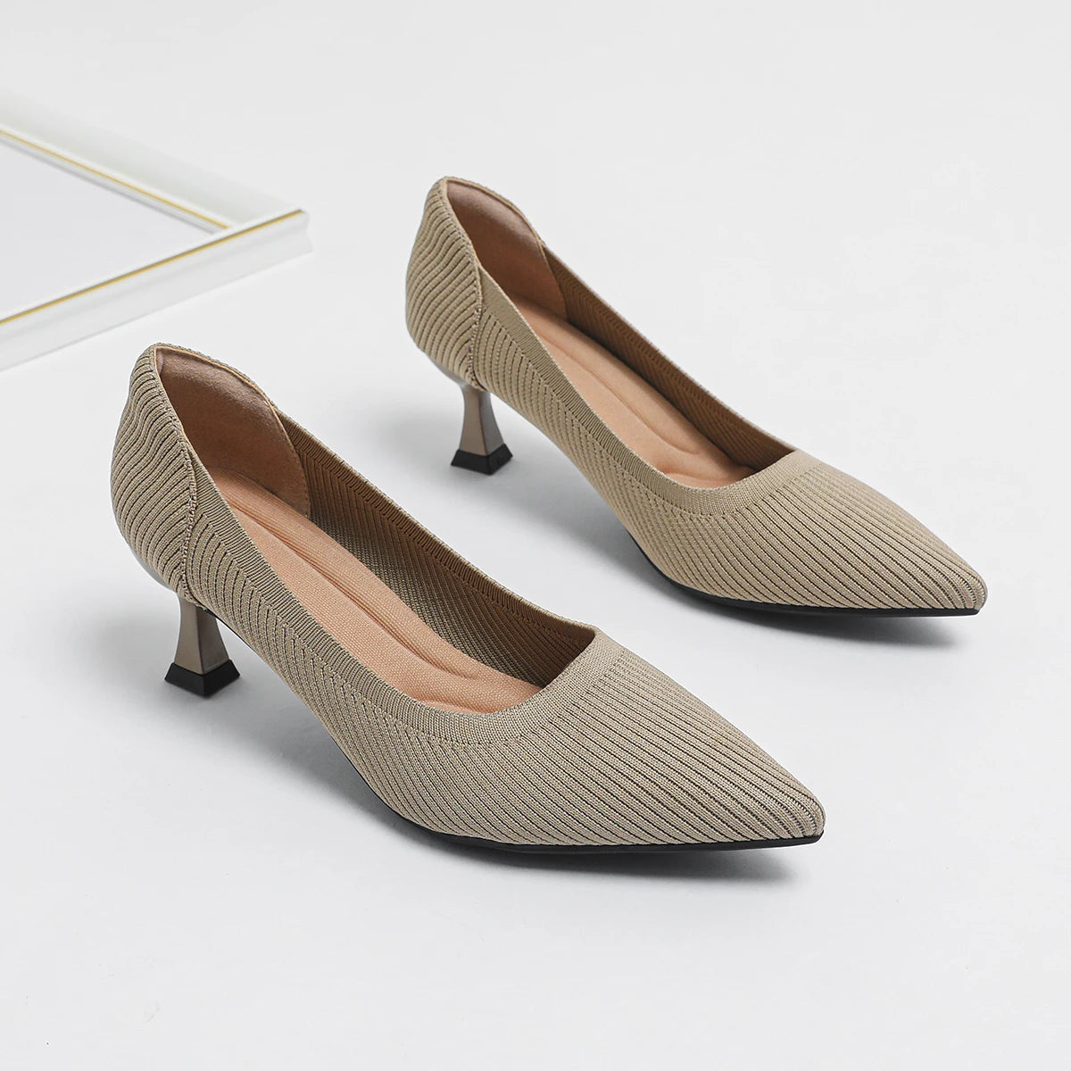 Women's High Heels Fashion Pattern Soft Knitted Comfortable Breathable Shoes 2025 New (6cm High)