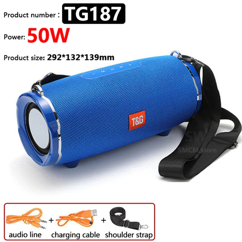 50W High Power caixa de som Bluetooth Speaker Outdoor Waterproof Wireless Column Portable Audio for pc Music Center Subwoofer FM