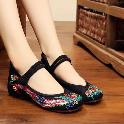 Cresfimix sapatos femininas women classic light weight retro chinese embroidery flat shoes lady casual black comfy shoes ab294