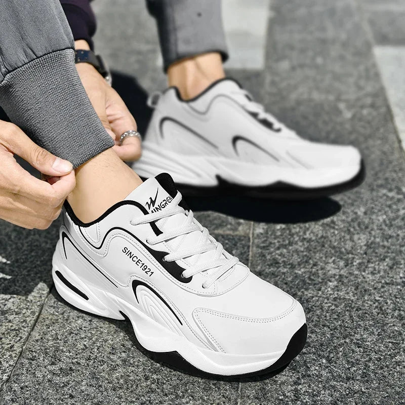 Sapatilhas Casuais Masculinas para Exterior, Caminhada, Confortáveis, Desportivas, Sapatos de Corrida para Homem, Sapatilhas de Couro Impermeáveis de Alta Qualidade para Inverno, Ténis Feminino