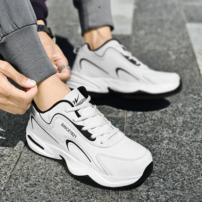 Sapatilhas Casuais Masculinas para Exterior, Caminhada, Confortáveis, Desportivas, Sapatos de Corrida para Homem, Sapatilhas de Couro Impermeáveis de Alta Qualidade para Inverno, Ténis Feminino