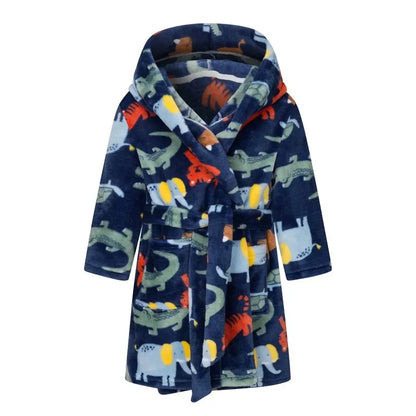 Winter Christmas Bath Robe For Girls Pajamas Animal Hooded Robes Children Dressing Gown Boys Sleepwear Kids Bathrobe 6 8 10 12Y