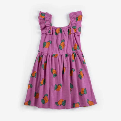 Vestido Meninas Fashion 2026 Primavera Verão Estampado Flores Vestidos Fashion Bebé Crianças Saia Série Roupa