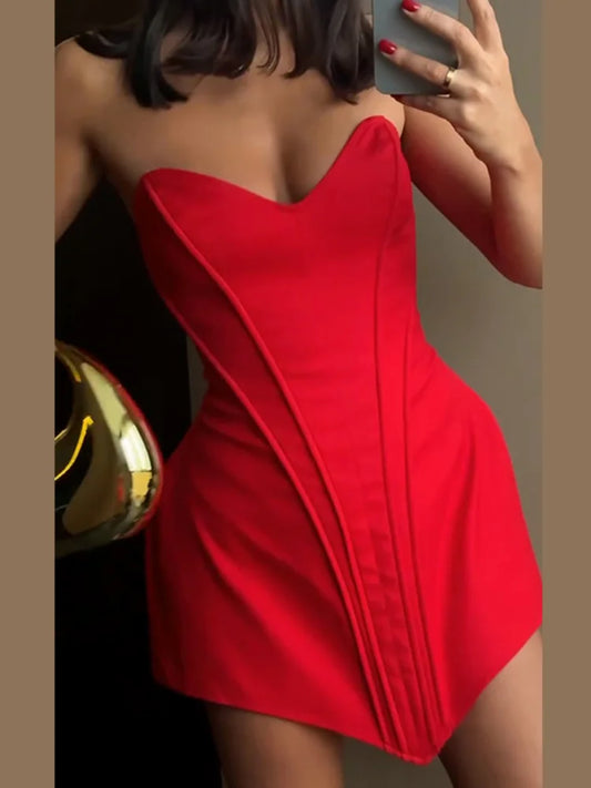 Sexy Strapless Corset Dress Women Sleeveless Backless Waist Cinching Slim Fit Party Dresses 2026 Summer Elegant Lady New Vestido