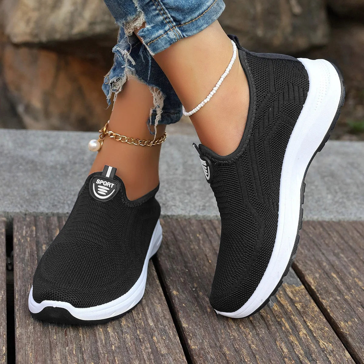 Sapatilhas Slip On para Mulher, Sapatilhas Respiráveis Brancas para Mulher, Sapatilhas Casuais, Sapatilhas Desportivas, Sapatilhas Vulcanizadas Confortáveis para Mulher