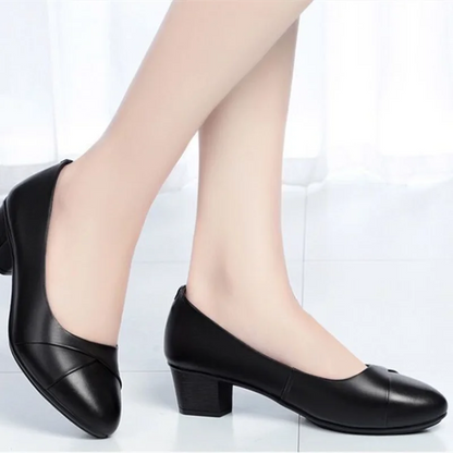 Sapatos de mulher de bico redondo bonitos, para uso diário, calçado preto, sapatos casuais pretos de senhora, de conforto, para escritório, carreira, trabalho, sapatos b411