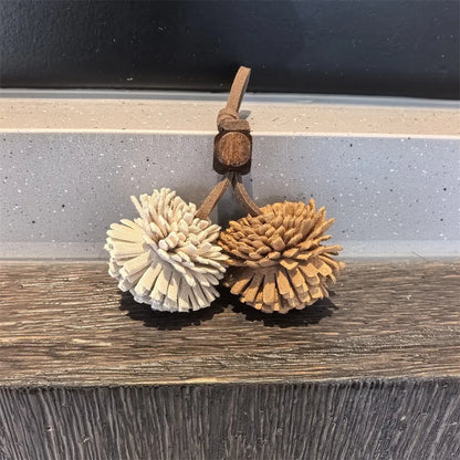 Maillard Flower Pine Cone Pom-Pom Tassel Shoelaces with Wood Beads Kangaroo Charm Unisex Sneaker Accessory 1 PCS