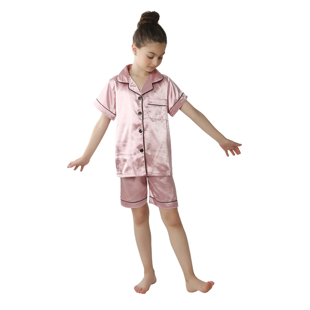 baby sleepwear kids pajamas set teenager loungewear children home clothing boys silk satin pijamas girls nightgowns for party