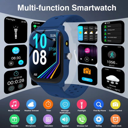 Smart Watch, Chamada/Marcação sem fios, Modo Multi-desportos, Vários Lembretes de Aplicações, Adequado para Homens e Mulheres, Compatível com IPhone/An