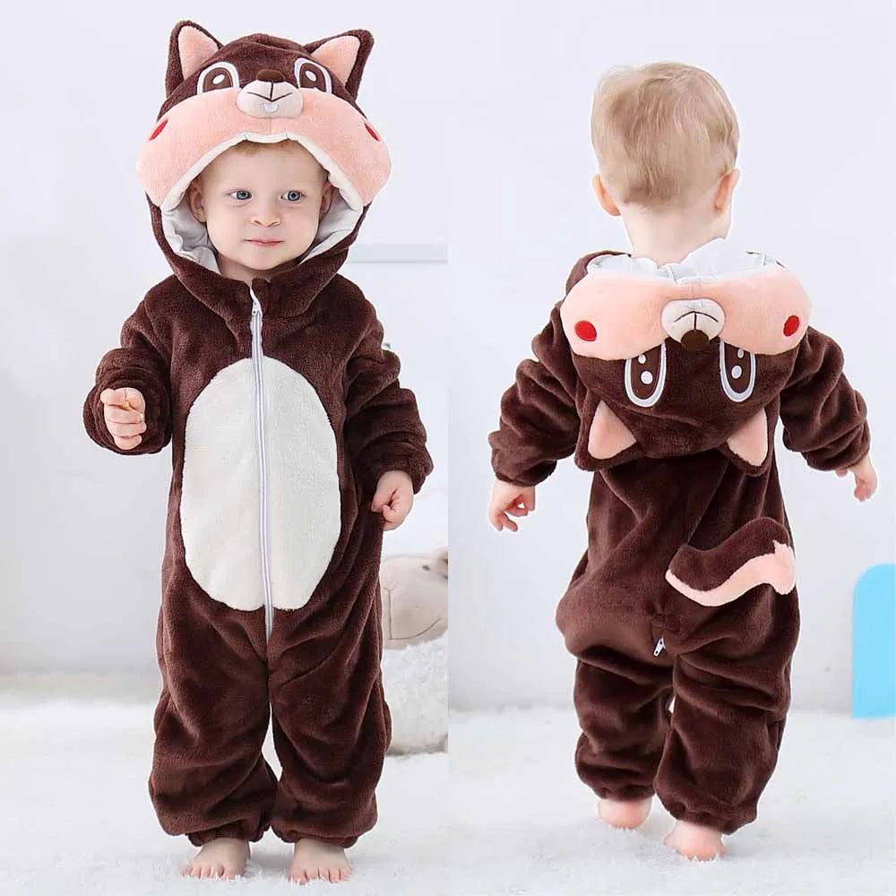 Toddler Boys Girls Kigurumi Pajamas 0-4 Years Children Sleepwear Winter Baby Rompers Infant Flannel Warm Clothes Animal Onesies