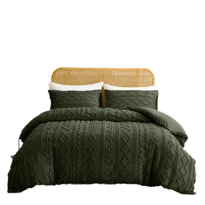 2/3pcs Tufted Beige Duvet Cover Full/Queen/King Size Boho Tufted Microfiber Bedding Set All Seasons for Home Wedding Decoration