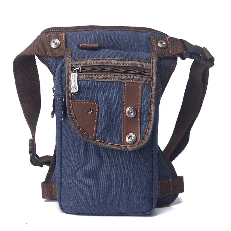 Bolsa de Cintura Masculina para Perna de Motociclista em Nylon/Lona Militar/Assalto Bolsa de Perna de Anca Masculina Transversal com Cinto