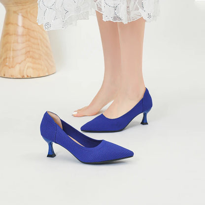 Women's High Heels Fashion Pattern Soft Knitted Comfortable Breathable Shoes 2025 New (6cm High)
