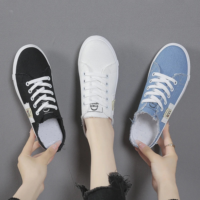Spring Summer Women Canvas Sneaker Low Top Denim Sneakers Ladies Lace-Up Flat Canvas  Board Shoes Female sapatos femininos
