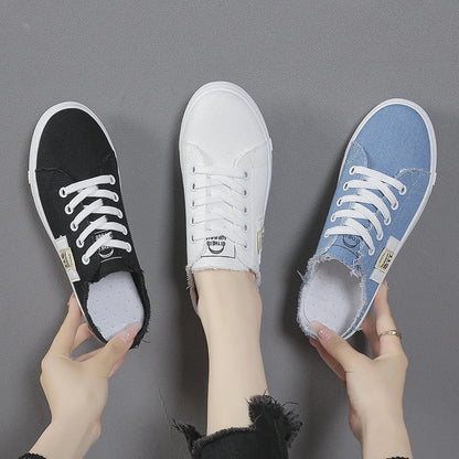 Spring Summer Women Canvas Sneaker Low Top Denim Sneakers Ladies Lace-Up Flat Canvas  Board Shoes Female sapatos femininos