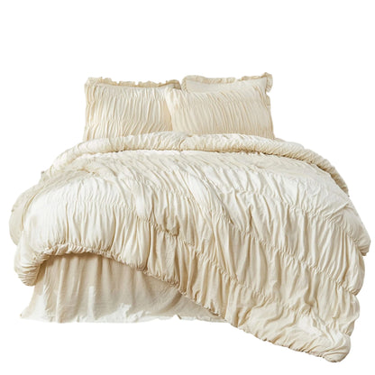 Plush Bohemian Ruffled White Duvet Cover Set - 3-Piece Comforter Sets with Bed Linen for Home Decor K Pop Demon Hunters
