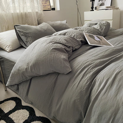 Fashion Dark Gray Duvet Cover Sets Brushed Quilt Covers Single Double Queen Bedding Sets Pillowcase Boys Solid Comforter Cover